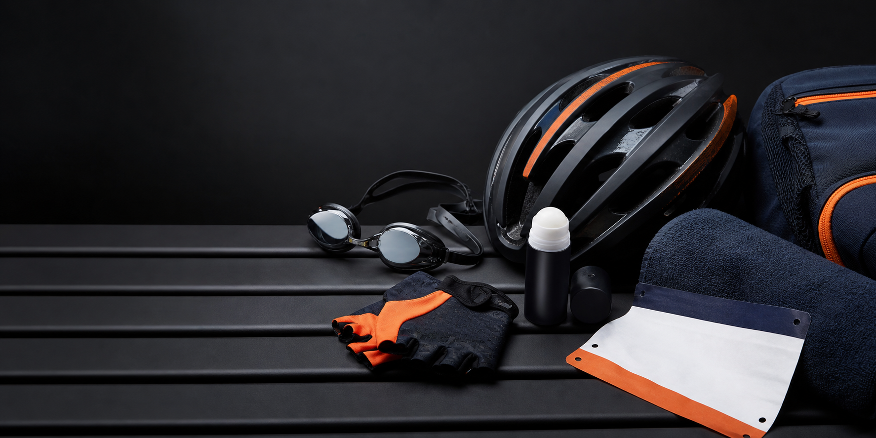 Triathlon gear arranged for endurance-sports support